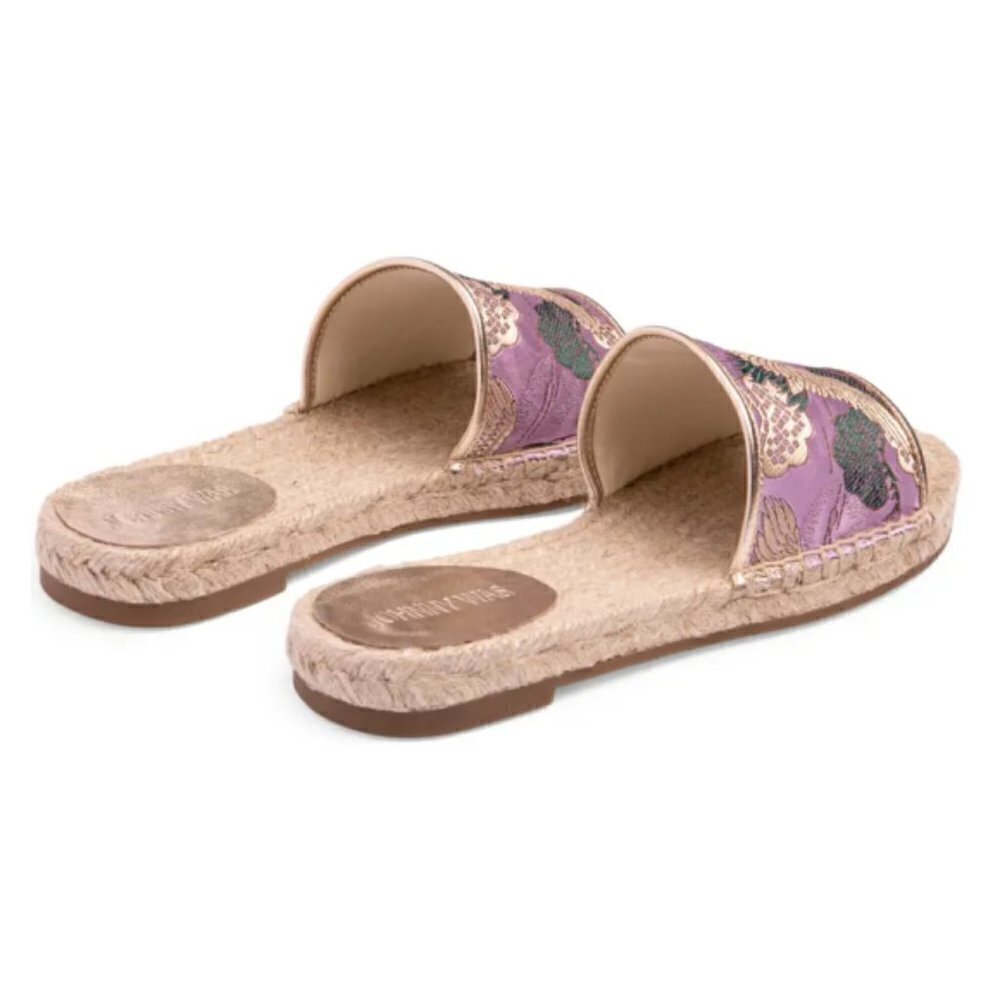 Johnny Was 'Crane' Brocade Flat Jute Espadrille Sandals, Lilac - Picture 2 of 5